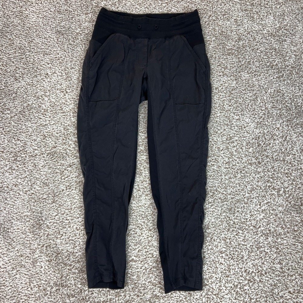 Lululemon Pants Womens 4 Black Activewear Joggers Tapered Ribbed Waist Workout